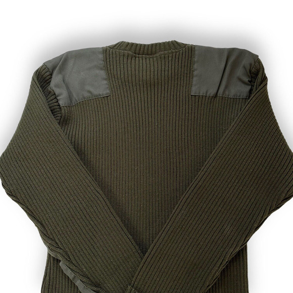 Commando Sweater Green Vintage Patches Ribbed Military Grunge Mens S Utilitarian - Picture 4 of 11